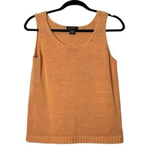 Eddie Bauer VTG Knit Sweater Tank Women’s L Orange Scoop Neck Y2K 90’s Casual